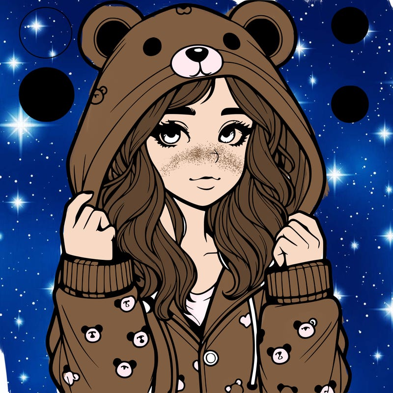 realistic girl in a animal pjs hoodie