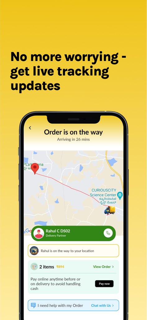 HomeRun: Materials in 60 mins - HomeRun app interface showing a real-time map with a delivery truck icon and estimated arrival time for construction materials