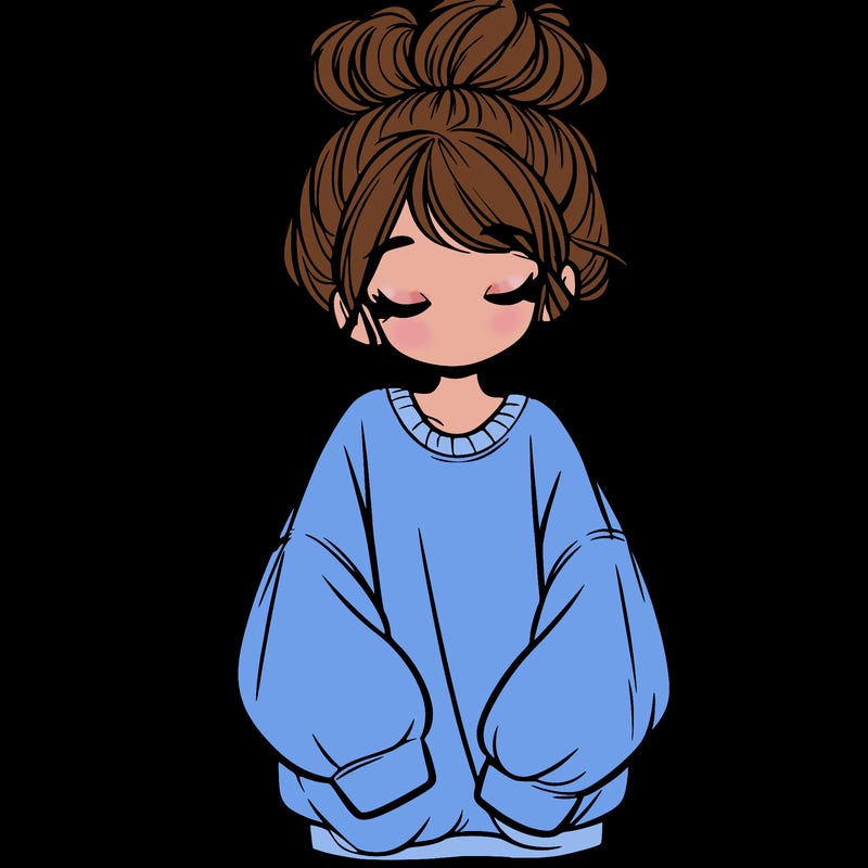 girl with baggy sweatshirt and messy bun