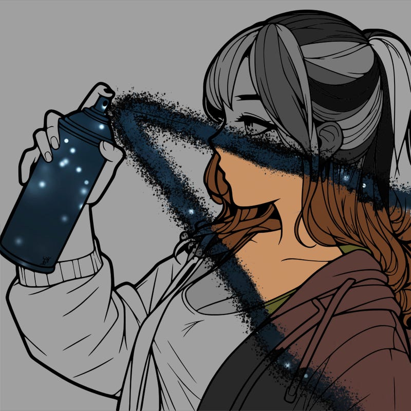 a realistic girl spray, painting