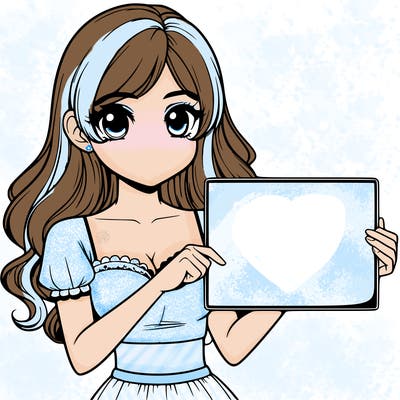 realistic pretty girl holding blank sign