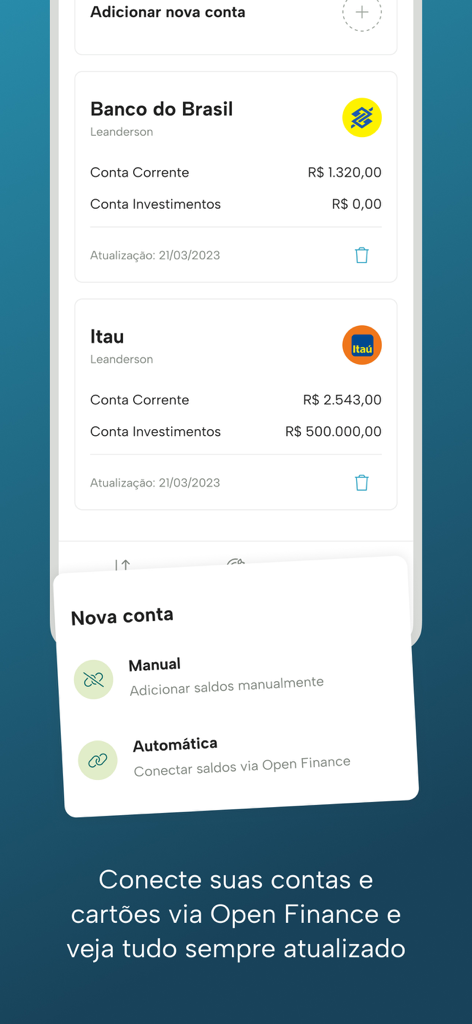 Dashplan - Dashplan mobile app interface for connecting bank accounts automatically via Open Finance.