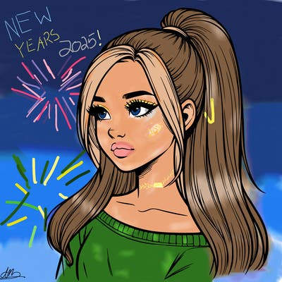 realistic girl with a high ponytail