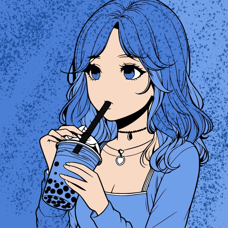 realistic girl drinking boba tea