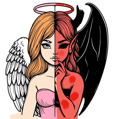 realistic angel half demon