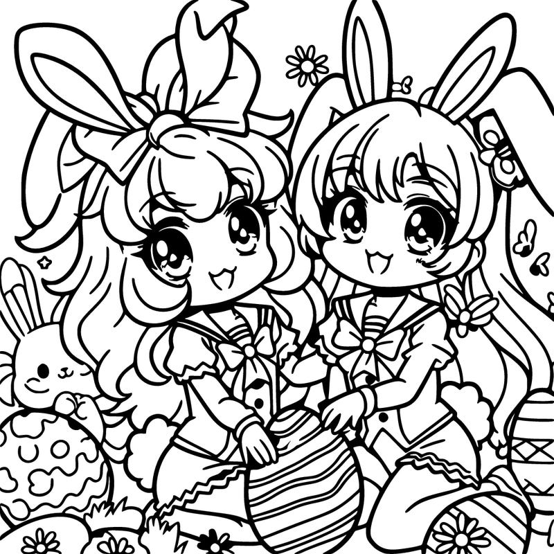 2 easter bunny sisters anime