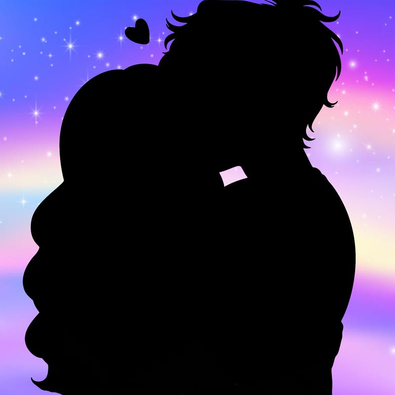 a realistic couple boy and girl hugging and kissing