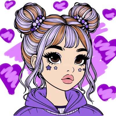 realistic girl with space buns