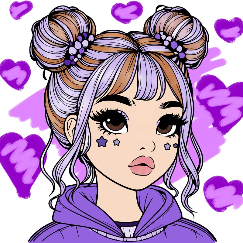 realistic girl with space buns
