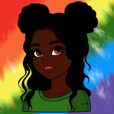 realistic girl with two buns in her hair