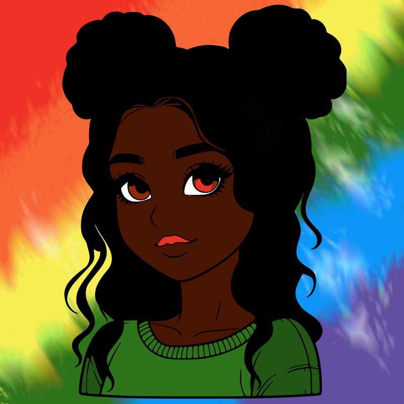 realistic girl with two buns in her hair