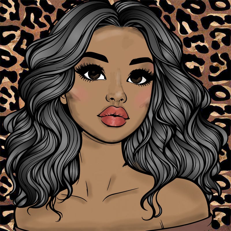 realistic girl with wavy hair and lips