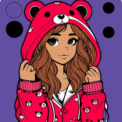 realistic girl in a animal pjs hoodie