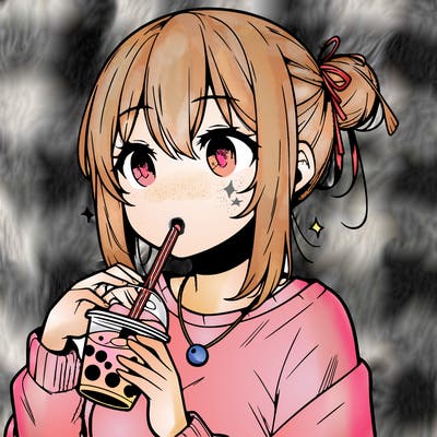 manga character drinking boba