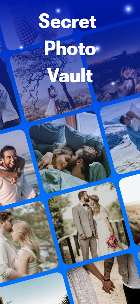 AppLock - Lock & Guard Private - AppLock Secret Photo Vault feature interface showing a grid of protected personal photos.