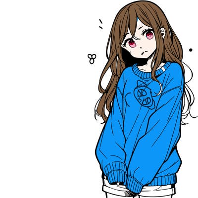 manga teen girl  in a sweater and baggy pants