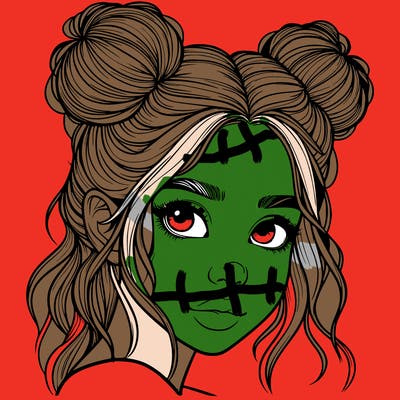 realistic girl with hair buns on her head