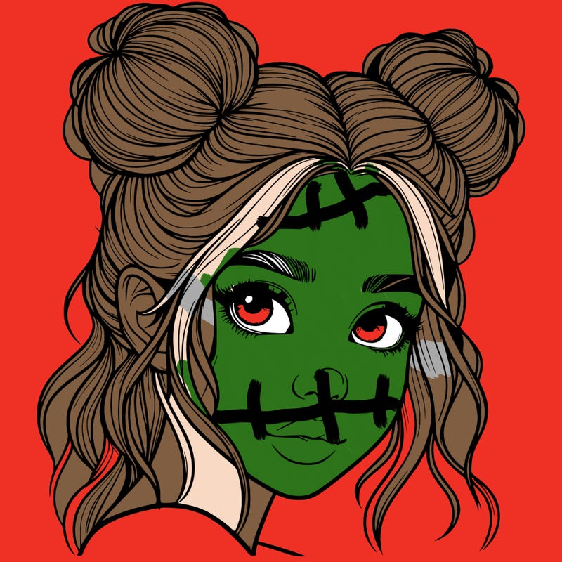 realistic girl with hair buns on her head