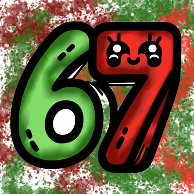 the numbers 67