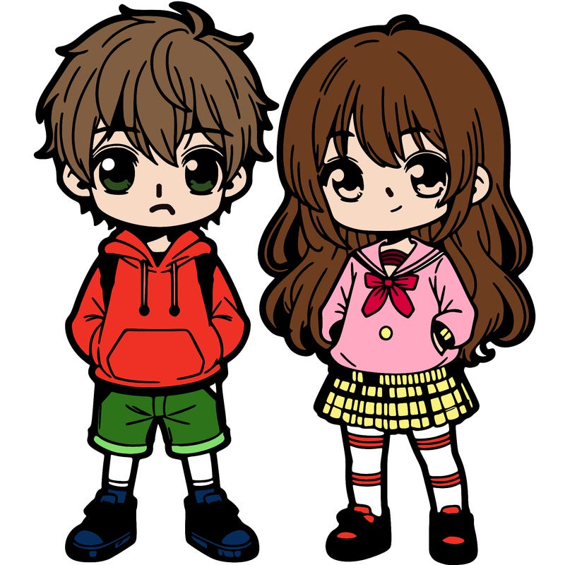 two children manga chibi