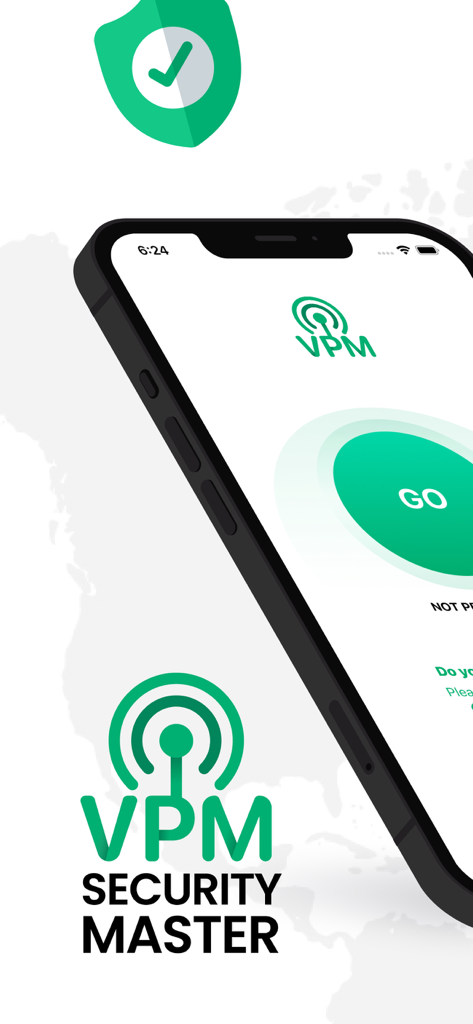 Security VPM Master - Security VPM Master app screen showing a large green start button and privacy shield icon