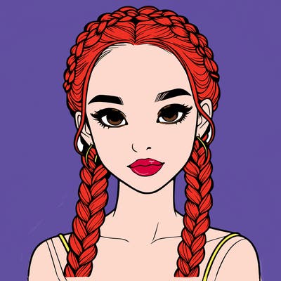 realistic girl with braids