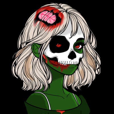 realistic girl with skull