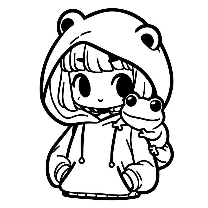 girl and a frog hoodie