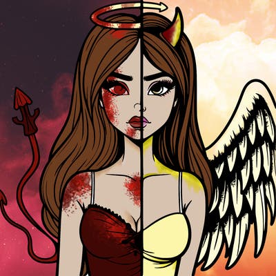 devil vs angel realistic girl