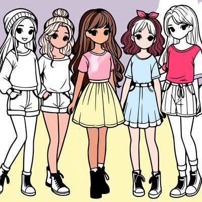 a group of five girls