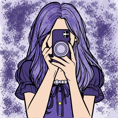 a realistic girl holding her phone taking pictures