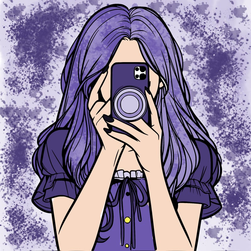 a realistic girl holding her phone taking pictures