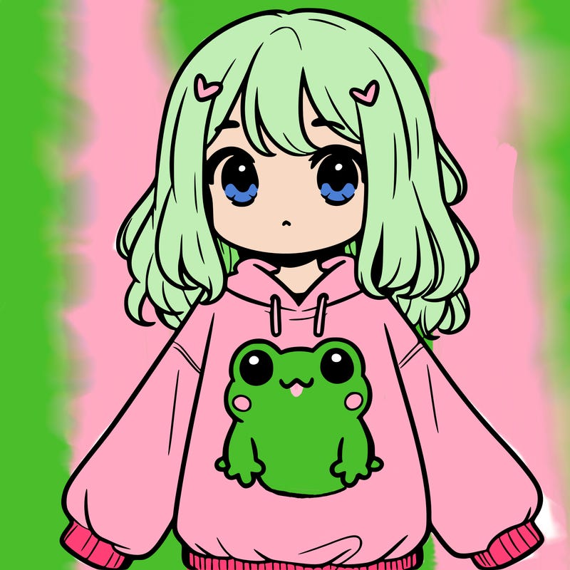 girl wearing frogging sweatshirt