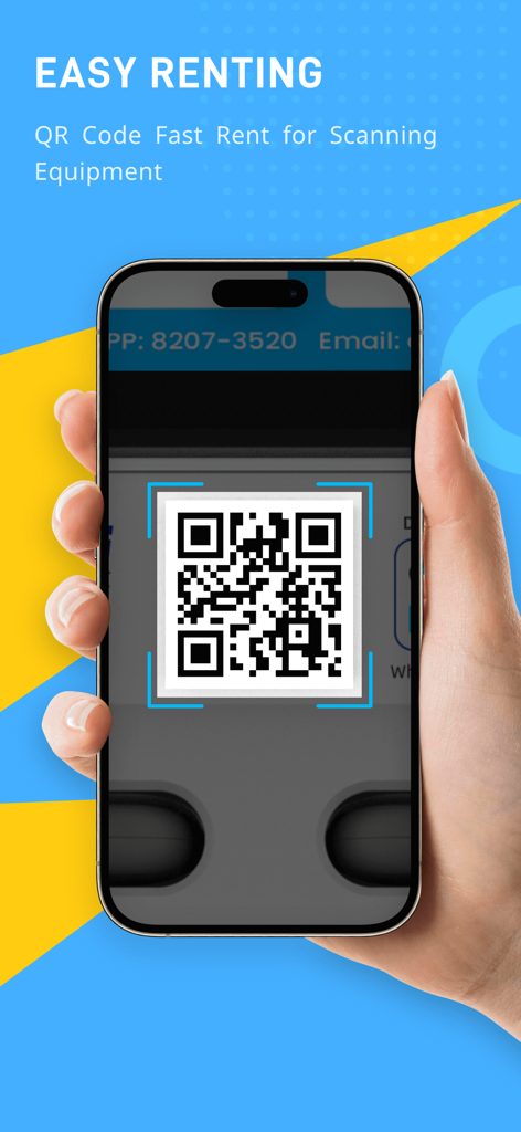 PowerOn SG - A hand holding a smartphone scanning a QR code for quick power bank rental through the PowerOn SG app