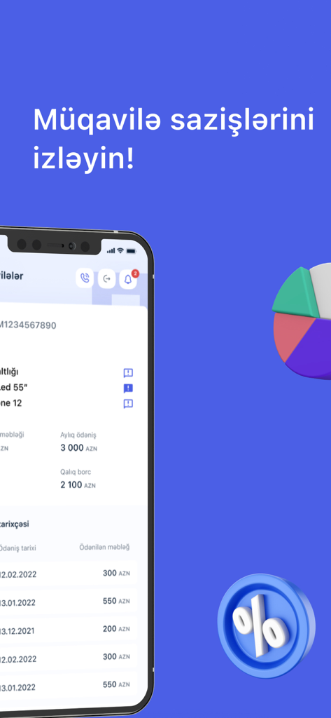 Ferrum Capital mobile app interface for tracking financial contracts and monthly payments