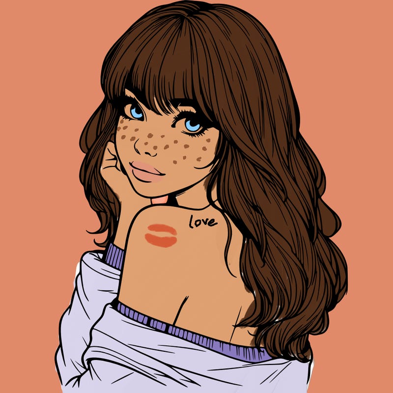 realistic girl with bangs looking over her shoulder