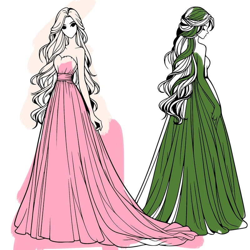 realistic woman with long flowing dress