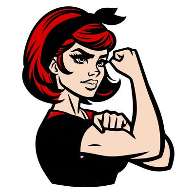 strong woman with a 60s american ad style