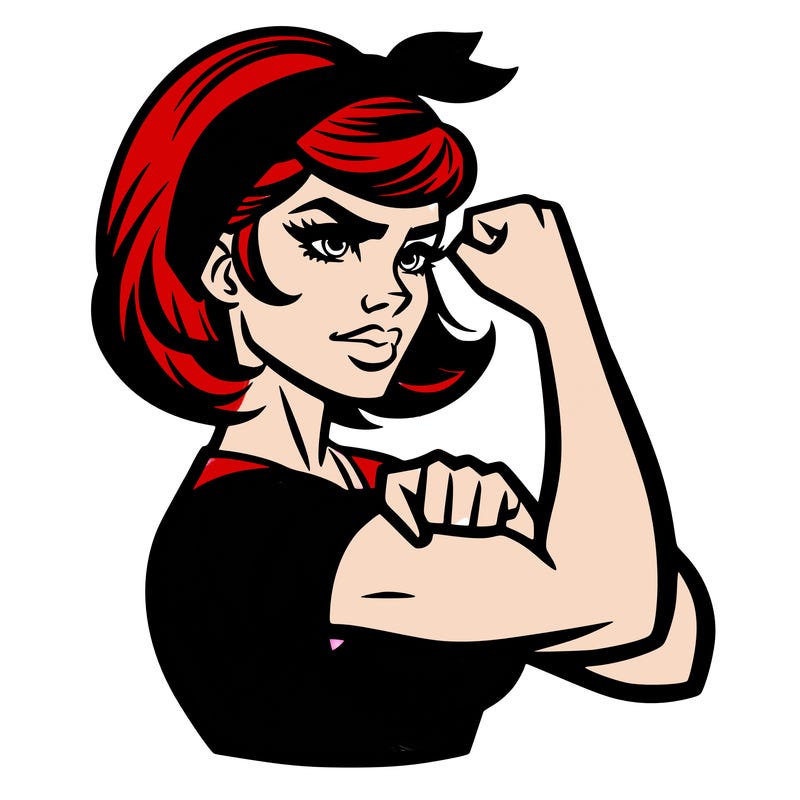 strong woman with a 60s american ad style