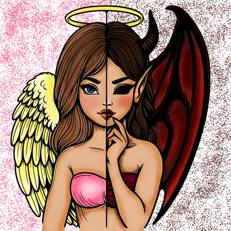 realistic angel half demon