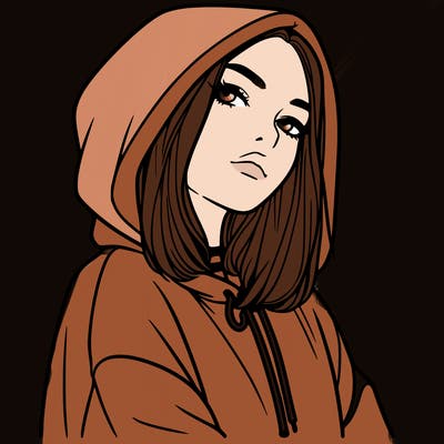 a realistic girl in a hoodie