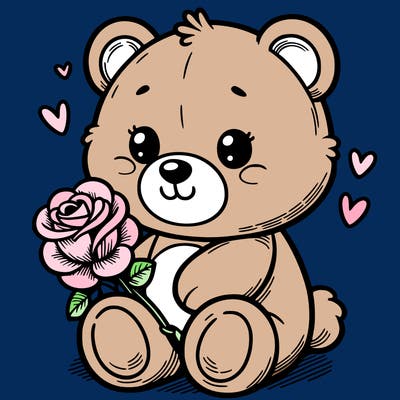an adorable teddy bear with a rose