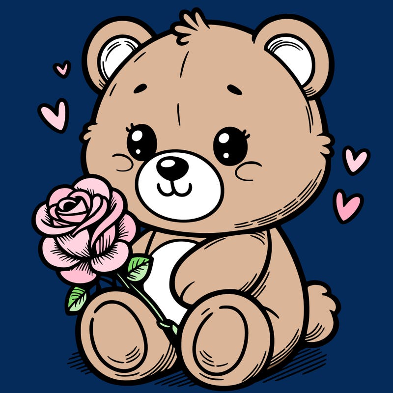 an adorable teddy bear with a rose