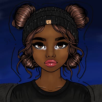 realistic girl with buns in her hair with a beanie on