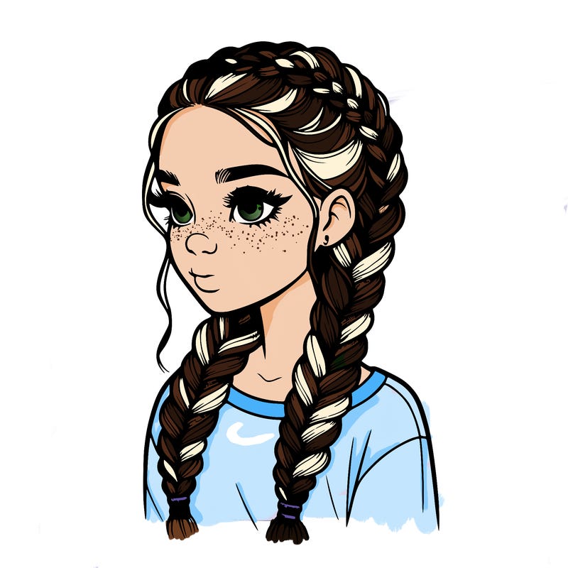 realistic girl with braids