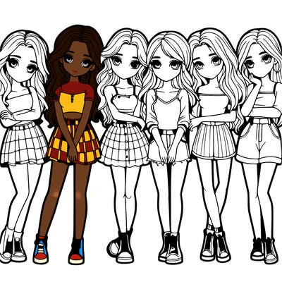 a group of girls realistic