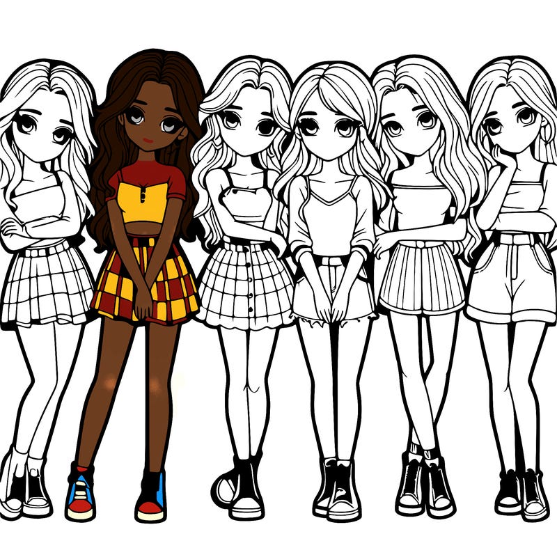 a group of girls realistic