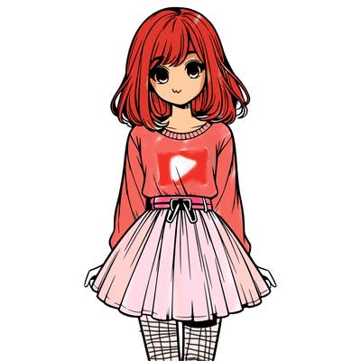 realistic girl with a skirt on