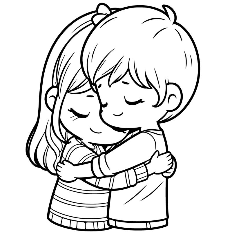 girl and boy hugging