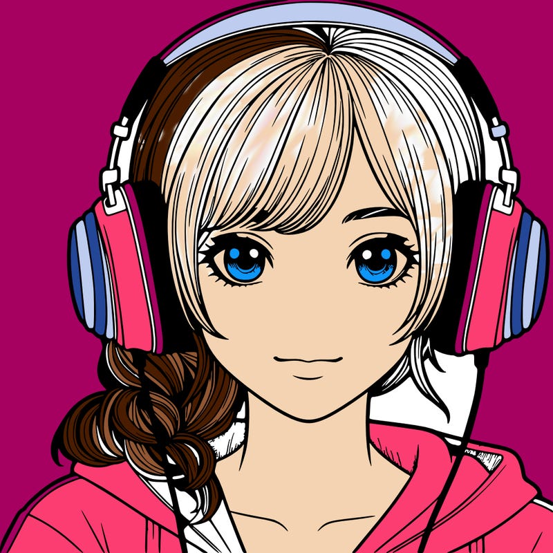 realistic girl with headphones